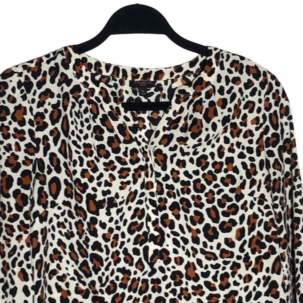 Talbots Slouchy Leopard Print Blouse Small Petite… - image 3